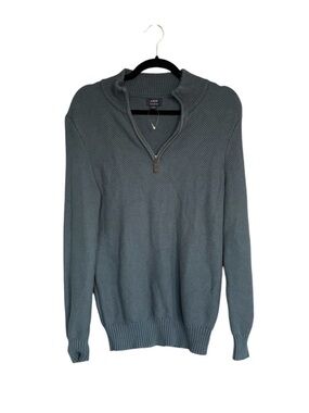 J. Crew Men's Cotton Quarter-Zip Textured Sweater in Blue-Green Color Size Small